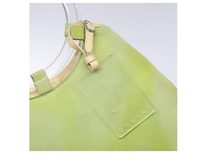 Céline Borsa a mano CELINE in suede argento verde chiaro Auth 141764 - vista 10