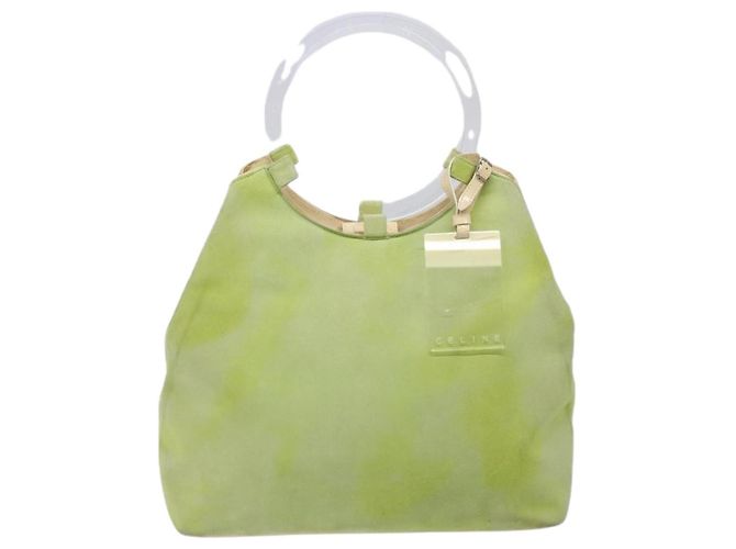 Céline Borsa a mano CELINE in suede argento verde chiaro Auth 141764 - vista 13