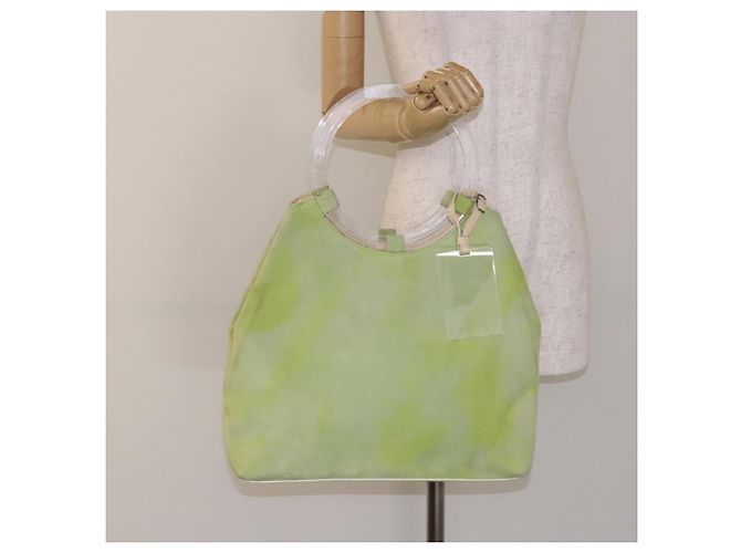 Céline Borsa a mano CELINE in suede argento verde chiaro Auth 141764 - vista 21