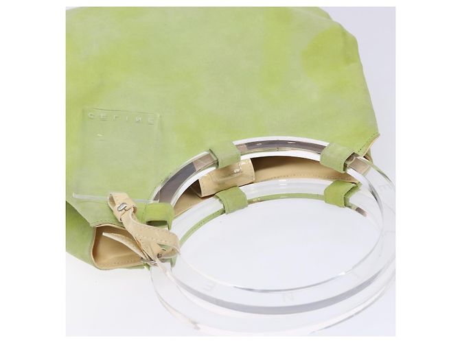 Céline Borsa a mano CELINE in suede argento verde chiaro Auth 141764 - vista 6