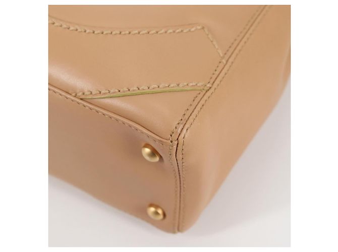CHANEL Sac à main en agneau beige or CC Auth 135275V Doré - vue 14