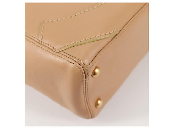 CHANEL Sac à main en agneau beige or CC Auth 135275V Doré - vue 15