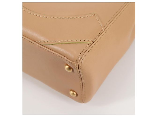 CHANEL Sac à main en agneau beige or CC Auth 135275V Doré - vue 16