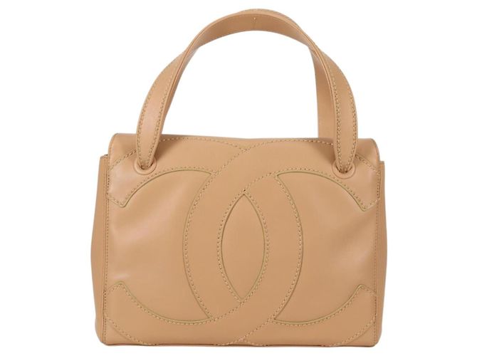 CHANEL Sac à main en agneau beige or CC Auth 135275V Doré - vue 2