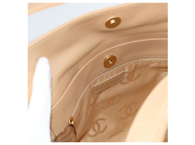 CHANEL Sac à main en agneau beige or CC Auth 135275V Doré - vue 20