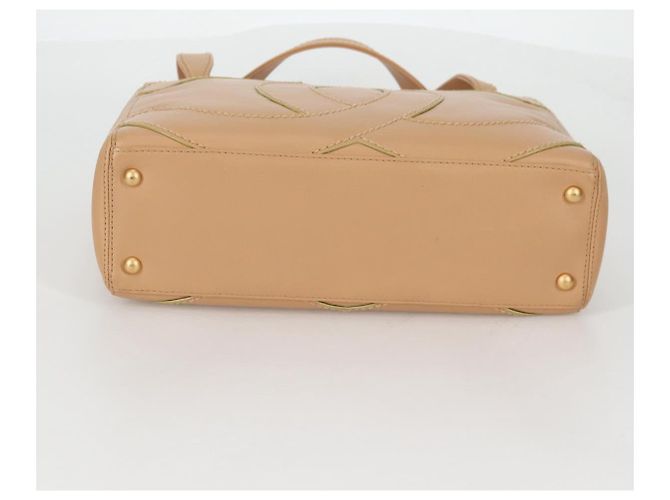 CHANEL Sac à main en agneau beige or CC Auth 135275V Doré - vue 5