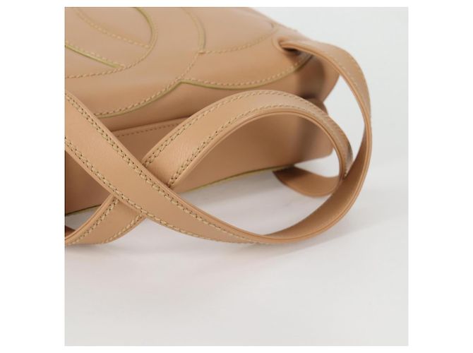 CHANEL Sac à main en agneau beige or CC Auth 135275V Doré - vue 7