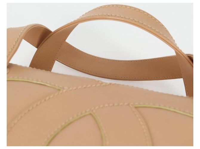 CHANEL Sac à main en agneau beige or CC Auth 135275V Doré - vue 8