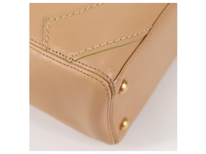 CHANEL Sac à main en agneau beige or CC Auth 135275V Doré - vue 9