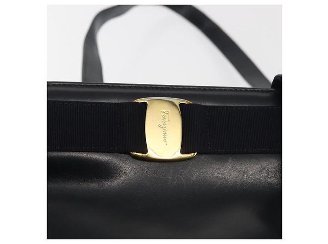 Borsa Tote Vala in pelle blu navy e oro Auth BA6019 di Salvatore Ferragamo D'oro - vista 10
