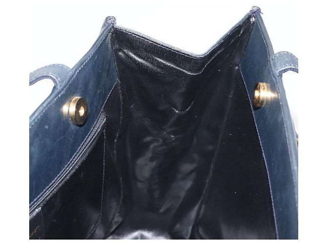 Borsa Tote Vala in pelle blu navy e oro Auth BA6019 di Salvatore Ferragamo D'oro - vista 17