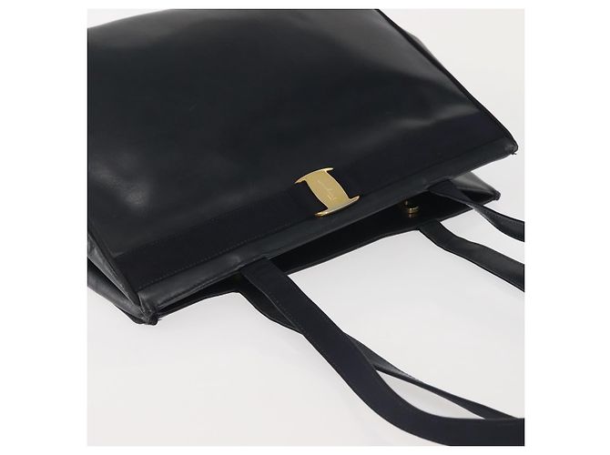 Borsa Tote Vala in pelle blu navy e oro Auth BA6019 di Salvatore Ferragamo D'oro - vista 6