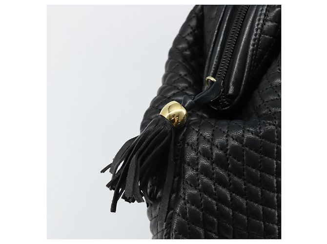 BALLY Bolsa de mão em couro preto e dourado Auth BA6078 - vista 11