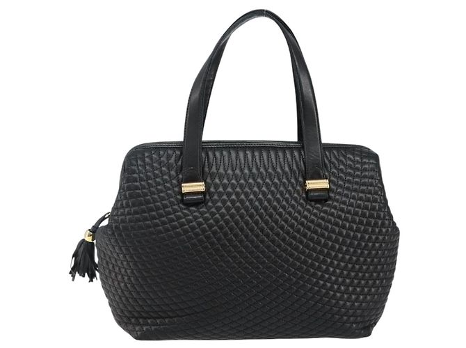 BALLY Bolsa de mão em couro preto e dourado Auth BA6078 - vista 13