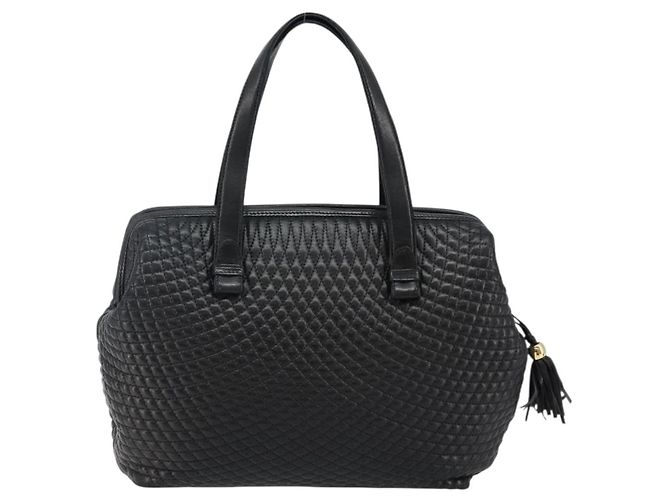 BALLY Bolsa de mão em couro preto e dourado Auth BA6078 - vista 2