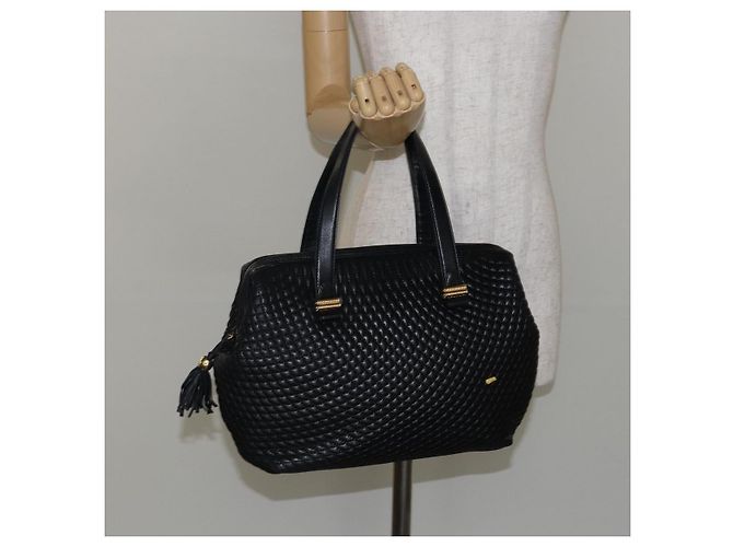 BALLY Bolsa de mão em couro preto e dourado Auth BA6078 - vista 21