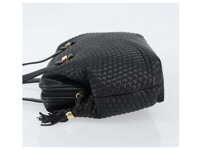 BALLY Bolsa de mão em couro preto e dourado Auth BA6078 - vista 4