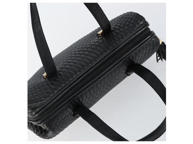 BALLY Bolsa de mão em couro preto e dourado Auth BA6078 - vista 6