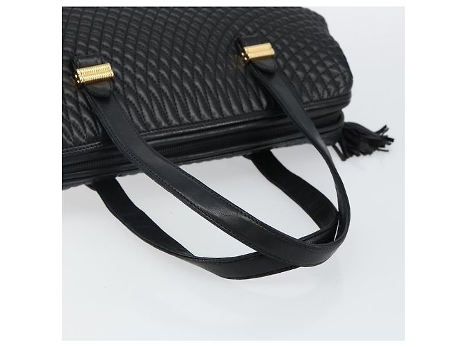 BALLY Bolsa de mão em couro preto e dourado Auth BA6078 - vista 7