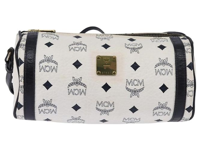 Borsa a spalla MCM Logogram Vicetos in pelle PVC bianca e oro Auth BA5873 Bianco D'oro - vista 13