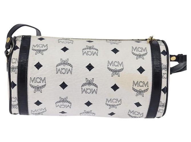 Borsa a spalla MCM Logogram Vicetos in pelle PVC bianca e oro Auth BA5873 Bianco D'oro - vista 2