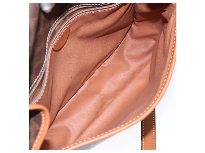 Céline Borsa a spalla circolare in tela Macadam CELINE in pelle PVC marrone oro Auth 141611 D'oro - vista 10