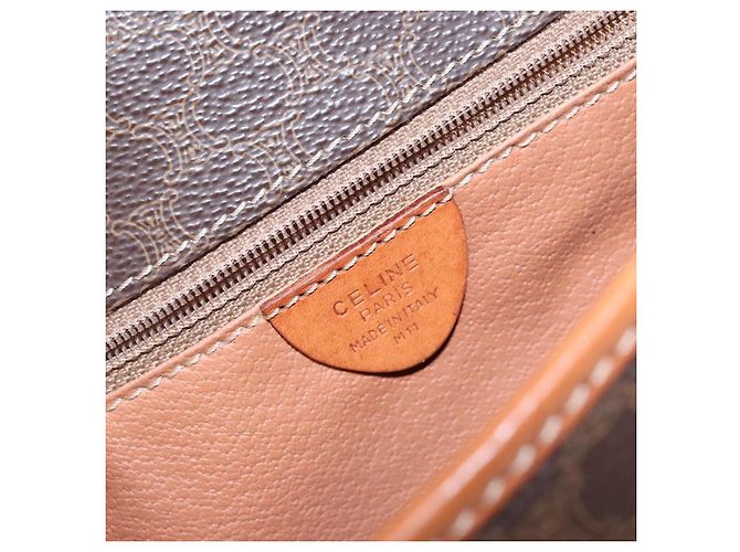 Céline Borsa a spalla circolare in tela Macadam CELINE in pelle PVC marrone oro Auth 141611 D'oro - vista 12
