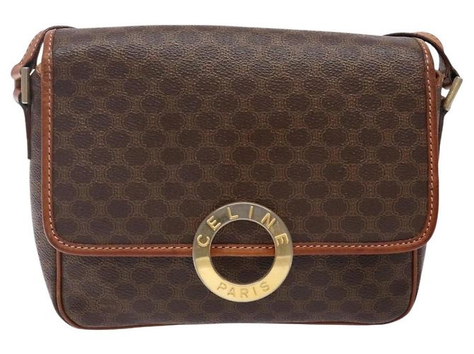 Céline Borsa a spalla circolare in tela Macadam CELINE in pelle PVC marrone oro Auth 141611 D'oro - vista 13