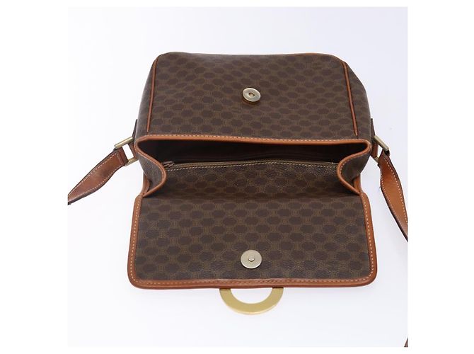 Céline Borsa a spalla circolare in tela Macadam CELINE in pelle PVC marrone oro Auth 141611 D'oro - vista 18