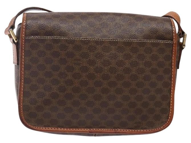 Céline Borsa a spalla circolare in tela Macadam CELINE in pelle PVC marrone oro Auth 141611 D'oro - vista 2