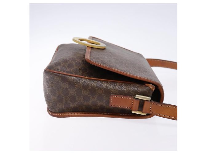 Céline Borsa a spalla circolare in tela Macadam CELINE in pelle PVC marrone oro Auth 141611 D'oro - vista 3
