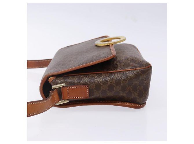 Céline Borsa a spalla circolare in tela Macadam CELINE in pelle PVC marrone oro Auth 141611 D'oro - vista 4