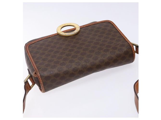Céline Borsa a spalla circolare in tela Macadam CELINE in pelle PVC marrone oro Auth 141611 D'oro - vista 6
