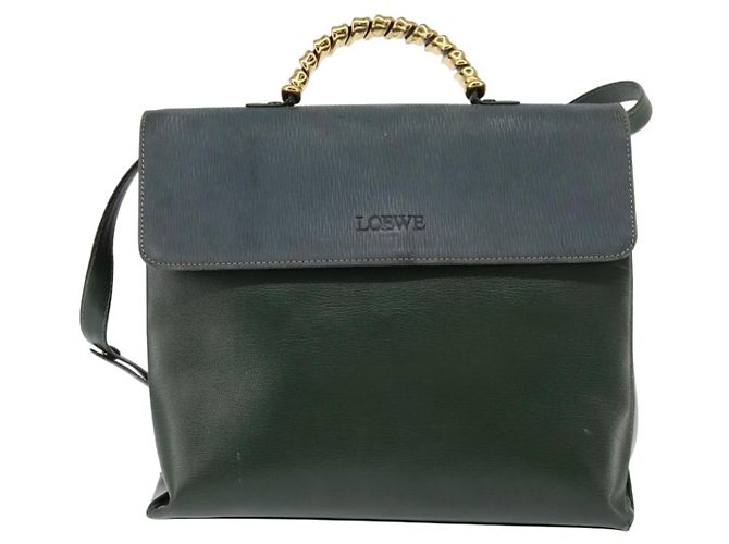 LOEWE Velazquez Borsa a Mano Pelle Suede 2in1 Verde Oro Auth BA6067 D'oro - vista 13