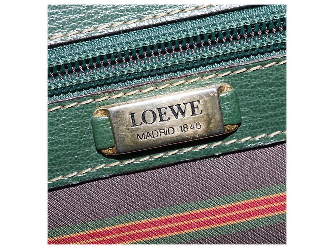 LOEWE Velazquez Borsa a Mano Pelle Suede 2in1 Verde Oro Auth BA6067 D'oro - vista 19