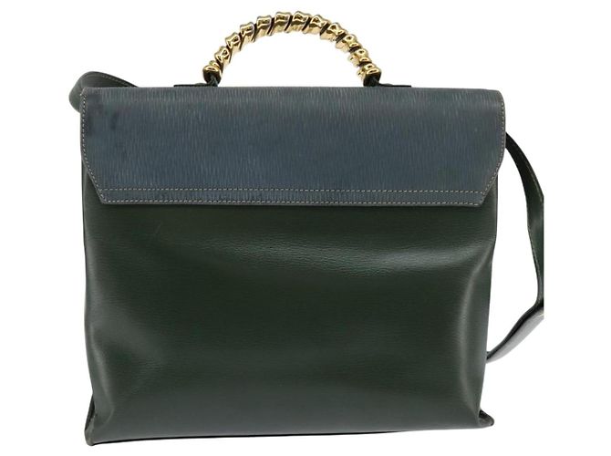LOEWE Velazquez Borsa a Mano Pelle Suede 2in1 Verde Oro Auth BA6067 D'oro - vista 2