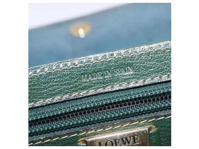 LOEWE Velazquez Borsa a Mano Pelle Suede 2in1 Verde Oro Auth BA6067 D'oro - vista 20