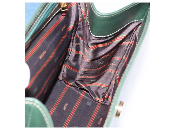 LOEWE Velazquez Borsa a Mano Pelle Suede 2in1 Verde Oro Auth BA6067 D'oro - vista 21