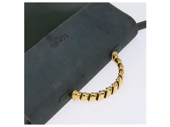LOEWE Velazquez Borsa a Mano Pelle Suede 2in1 Verde Oro Auth BA6067 D'oro - vista 6