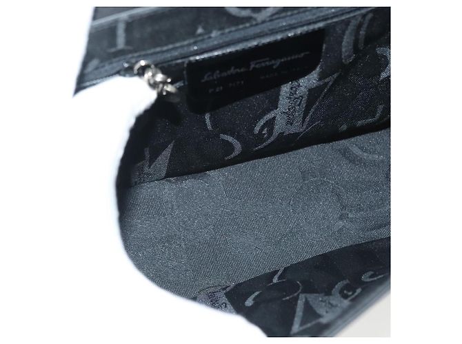 Borsa a Spalla Salvatore Ferragamo Vala in Pelle Nera Argento Autentica 141933 - vista 11