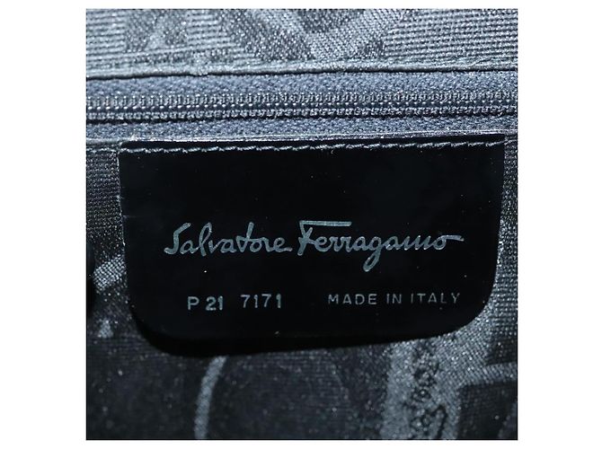 Borsa a Spalla Salvatore Ferragamo Vala in Pelle Nera Argento Autentica 141933 - vista 12