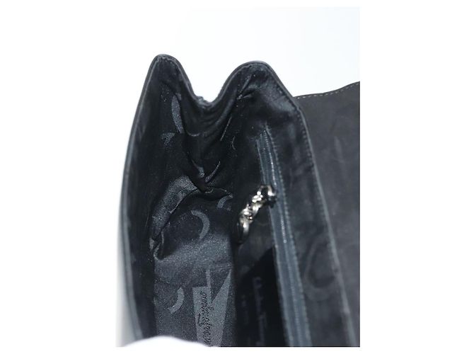 Borsa a Spalla Salvatore Ferragamo Vala in Pelle Nera Argento Autentica 141933 - vista 21