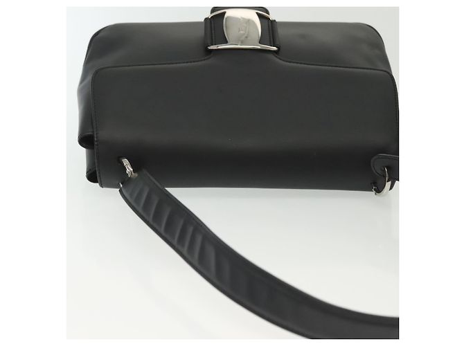 Borsa a Spalla Salvatore Ferragamo Vala in Pelle Nera Argento Autentica 141933 - vista 8