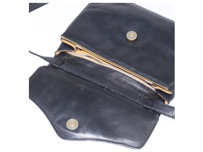 Céline Borsa a Spalla in Pelle Nera e Oro Auth BA5600 Nero D'oro - vista 10