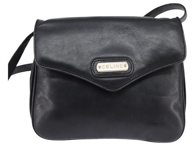 Céline Borsa a Spalla in Pelle Nera e Oro Auth BA5600 Nero D'oro - vista 13