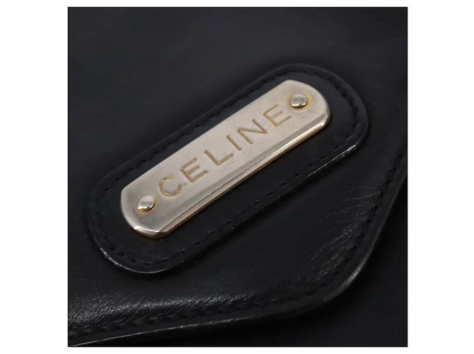 Céline Borsa a Spalla in Pelle Nera e Oro Auth BA5600 Nero D'oro - vista 17