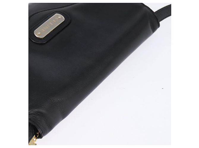 Céline Borsa a Spalla in Pelle Nera e Oro Auth BA5600 Nero D'oro - vista 6