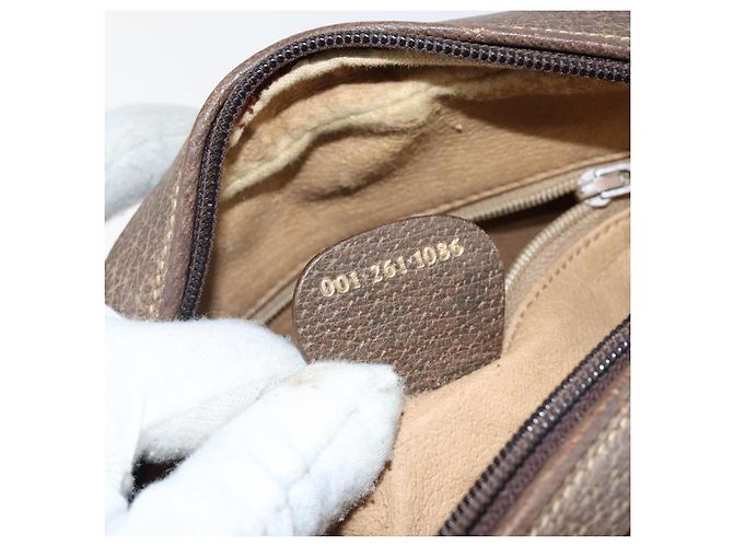 Borsa Gucci GG Supreme Web Sherry Line PVC Beige Oro 001 261 1086 Auth BA6005 D'oro - vista 12