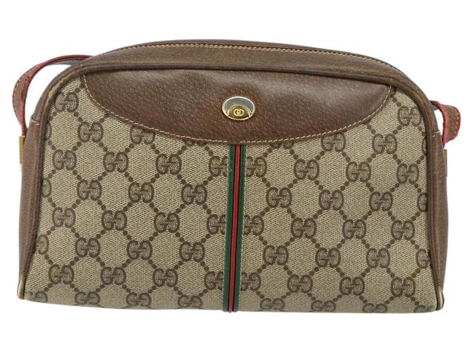 Borsa Gucci GG Supreme Web Sherry Line PVC Beige Oro 001 261 1086 Auth BA6005 D'oro - vista 13