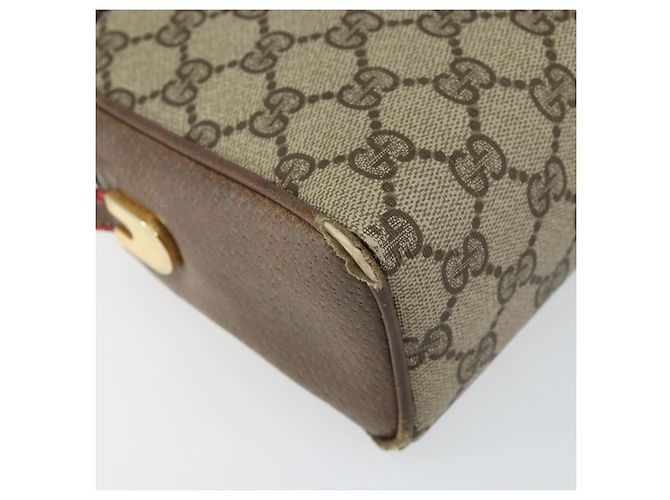 Borsa Gucci GG Supreme Web Sherry Line PVC Beige Oro 001 261 1086 Auth BA6005 D'oro - vista 16